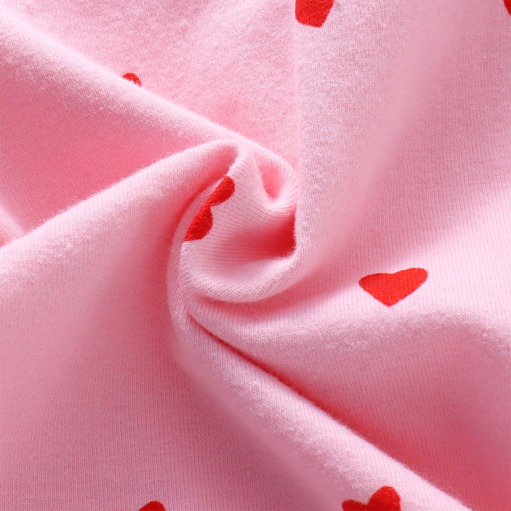 Gliglittr Toddler Baby Girls Clothes Set Valentine'S Day Heart Print Long Sleeve Ruffle T-Shirt+Pants Kids 2Pcs Outfits (Pink, 2