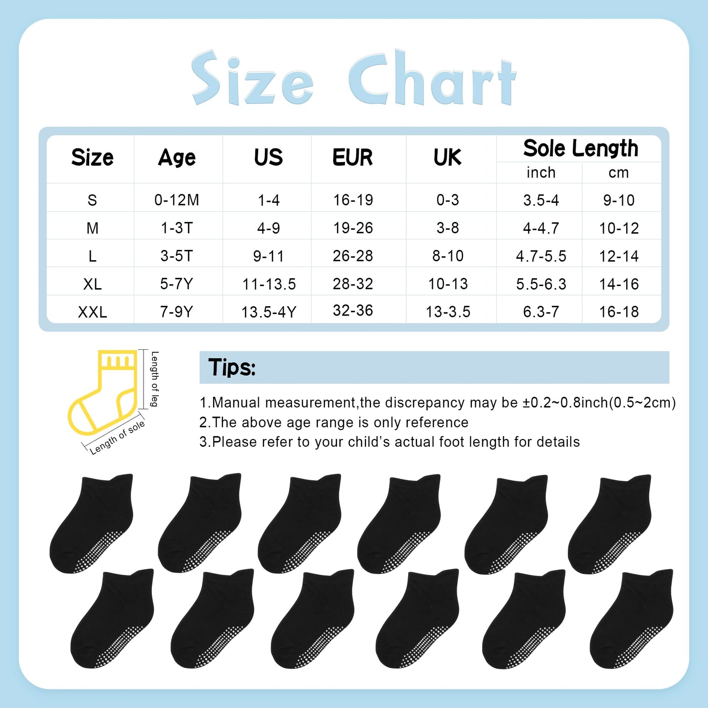Hyzgb Baby Socks 12-24 Months 12 Pairs Toddler Socks 1T 2T 3T With Non Skid Grips For Toddler Baby Boys Girls 1-2-3 Years Old Id
