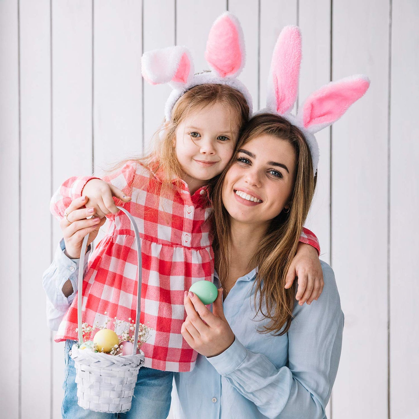 Plush Bunny Ears Headband, 12Pcs Easter Bunny Ears Headbands, Bunny Hairbands For Holiday Easter Birthday Party Favors (2 Colors