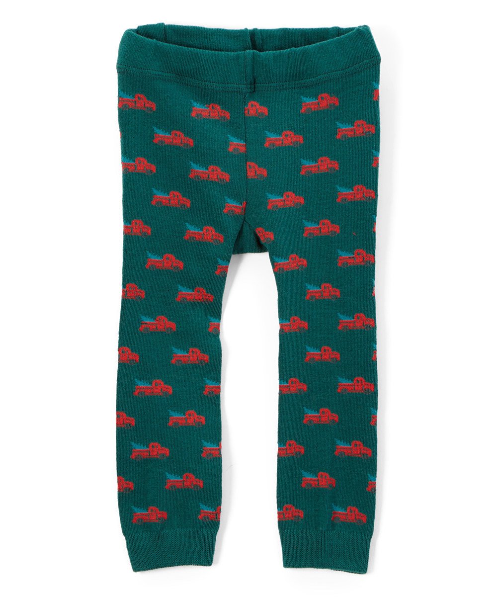 Doodle Pants Baby Leggings Green Truck Christmas Holiday Leggings | Size S 3M-12M