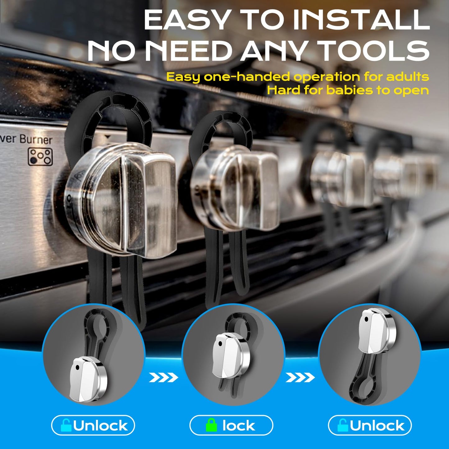 Stove Knob Safety Covers For Child, Gas Stove Knob Locks (5 Pack)