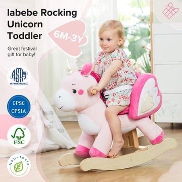 labebe - Baby Rocking Horse, Ride Unicorn, Kid Ride On Toy for 6 Month-3 Year Old, Infant (Boy Girl) Plush Animal Rocker, Toddle