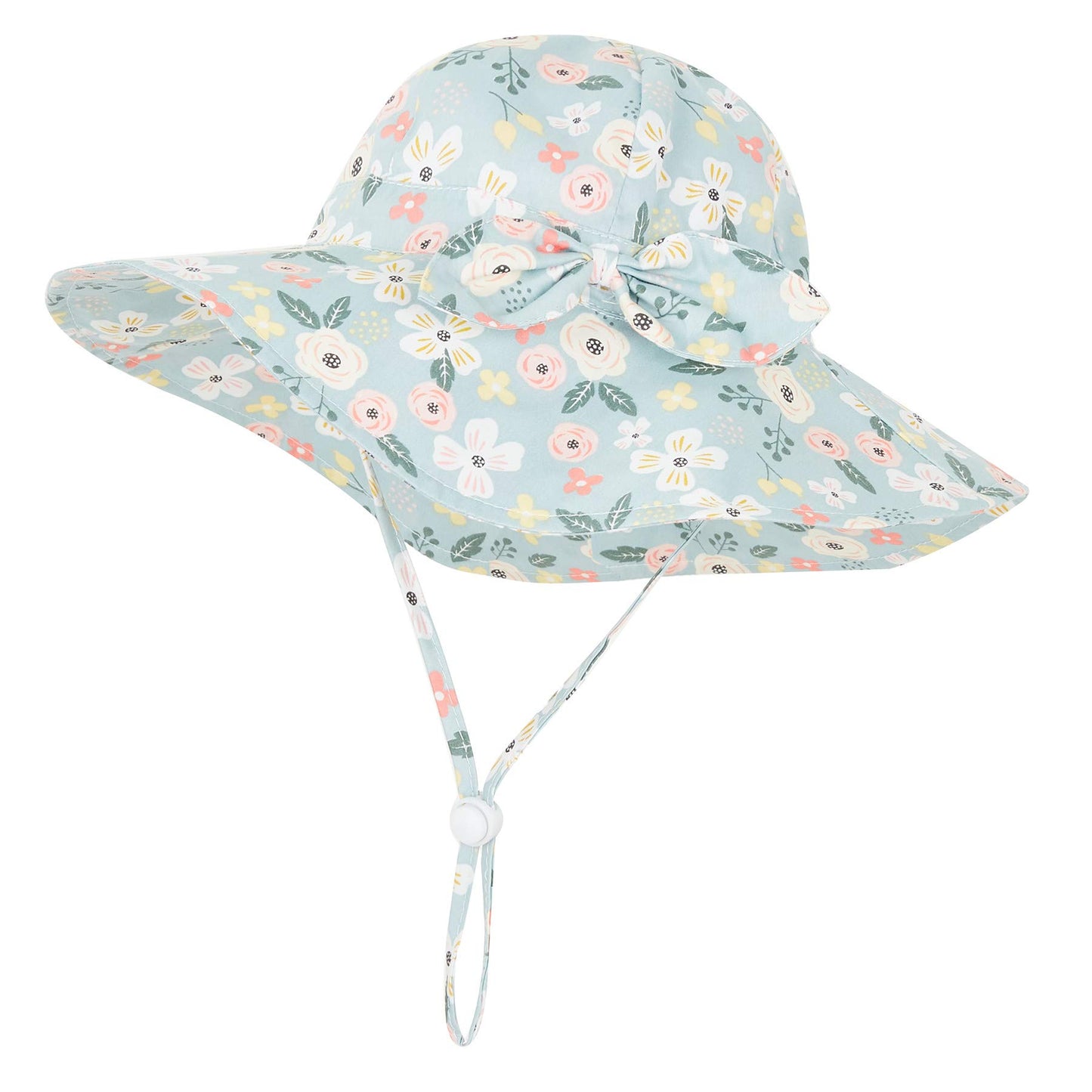 Urban Virgin Baby Girl Sun Hats Summer Baby Hats Upf 50+Toddler Sun Hat Infant With Wide Brim Bucket Hat Blue Garden 12-24 Month
