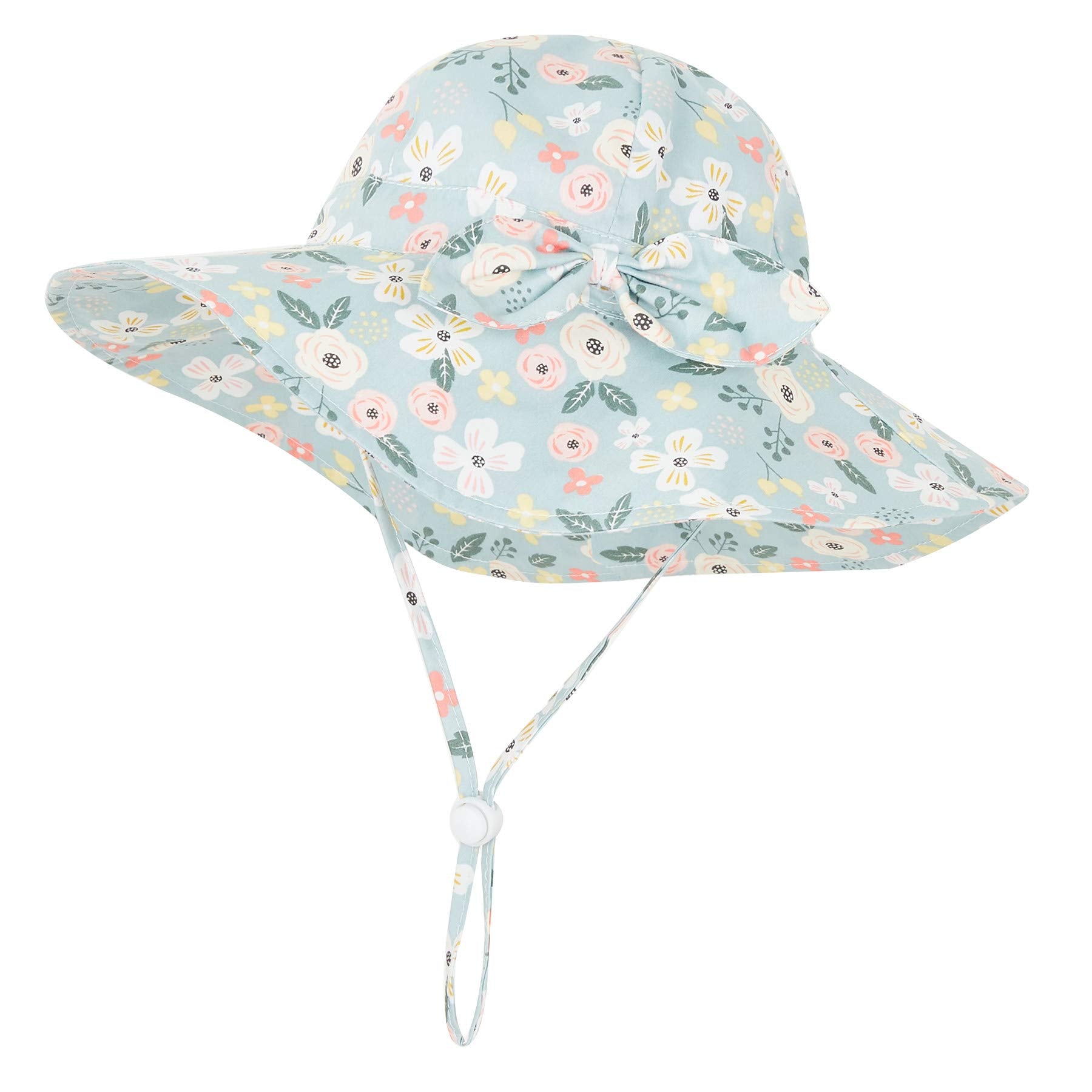 Urban Virgin Baby Girl Sun Hats Summer Baby Hats Upf 50+Toddler Sun Hat Infant With Wide Brim Bucket Hat Blue Garden 12-24 Month