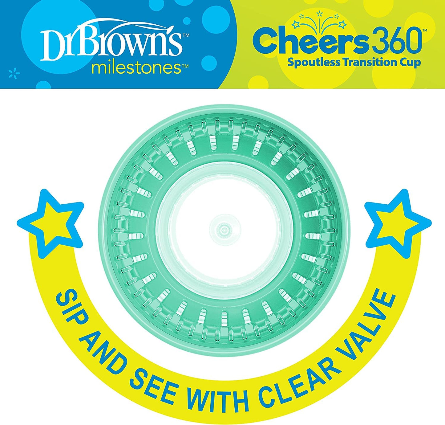 Dr. Brown'S Milestones Cheers 360 Training Cup For Toddlers & Babies, Leak-Free Sippy Cup, Pink & Turquiose, 10 Oz/300Ml, 2 Pack