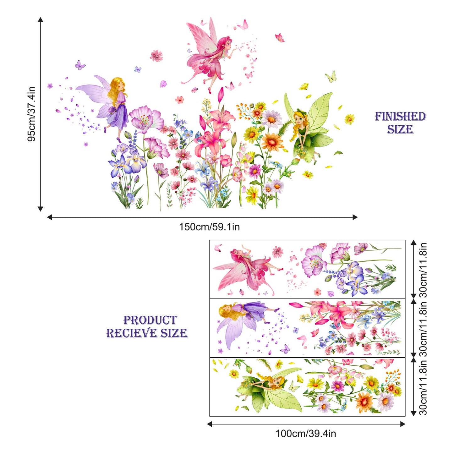 Supzone Flower Fairy Wall Stickers