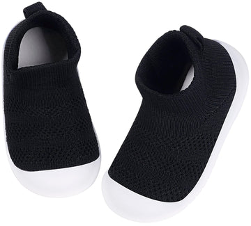 Baby Shoes Girls Boys Toddler Socks Breathable Baby Slippers Infant First Walking Sneaker Non Slip Soft Rubber Sole,Black-2