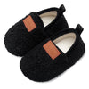 L-Run Black Fuzzy Slippers For Kids House Slipper Shoes Black 3.5-4.5 Infant=Eu20-21