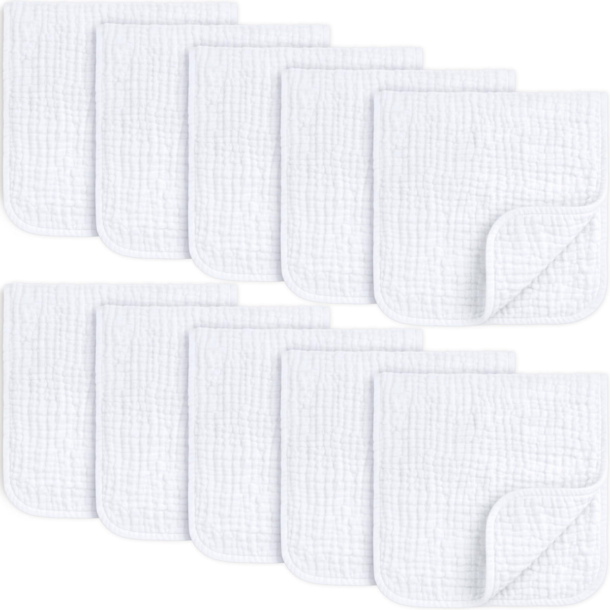 Keababies Organic Muslin Burp Cloths Baby Boy, Girl 10Pack 100% Cotton Muslin Burping Cloths For Babies, Newborn, 21X10 Large