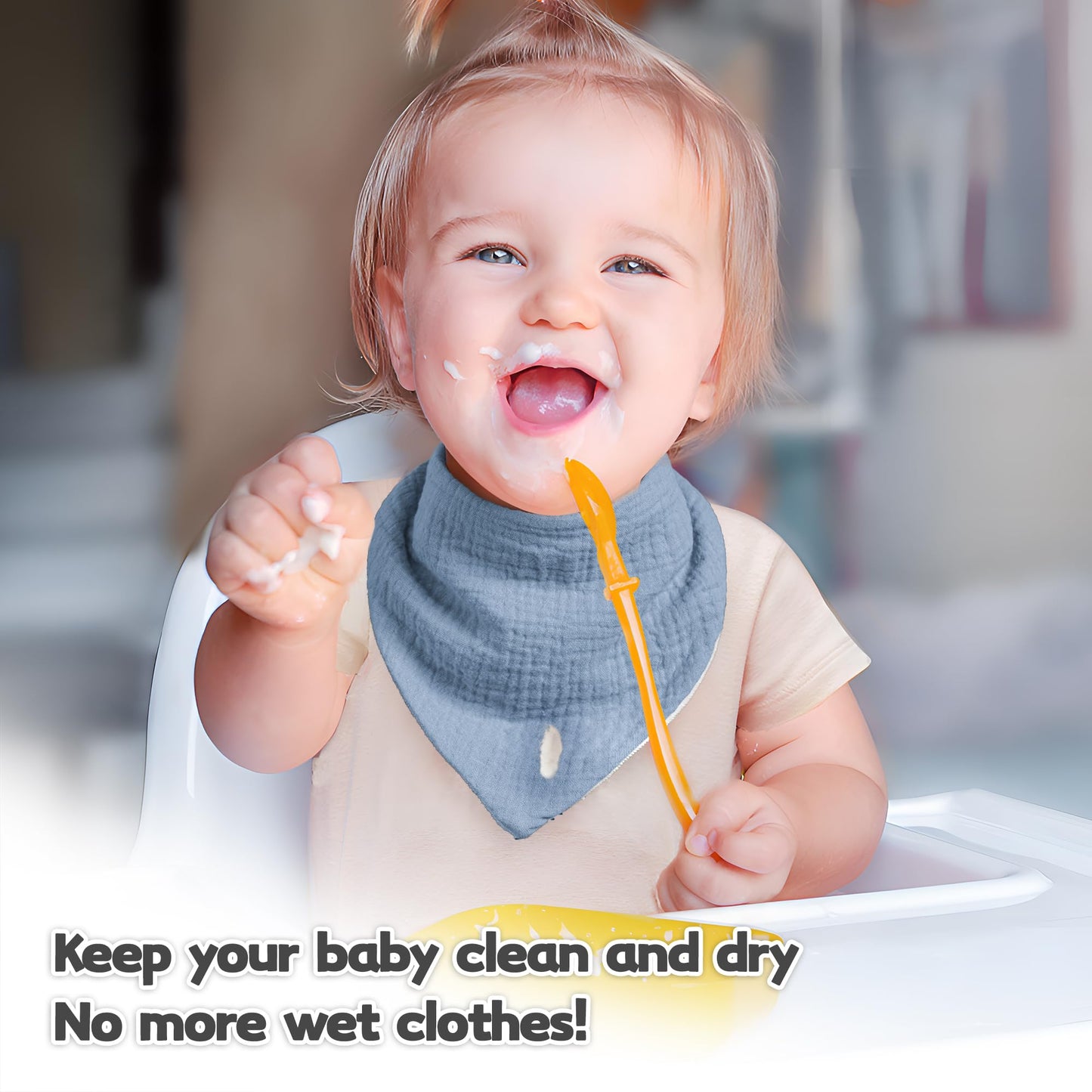 Susurration Muslin Baby Drool Bibs 6Pack Soft Triangular Adjustable Baby Bandana Bibs For Unisex Girls & Boys (Dark&Light)