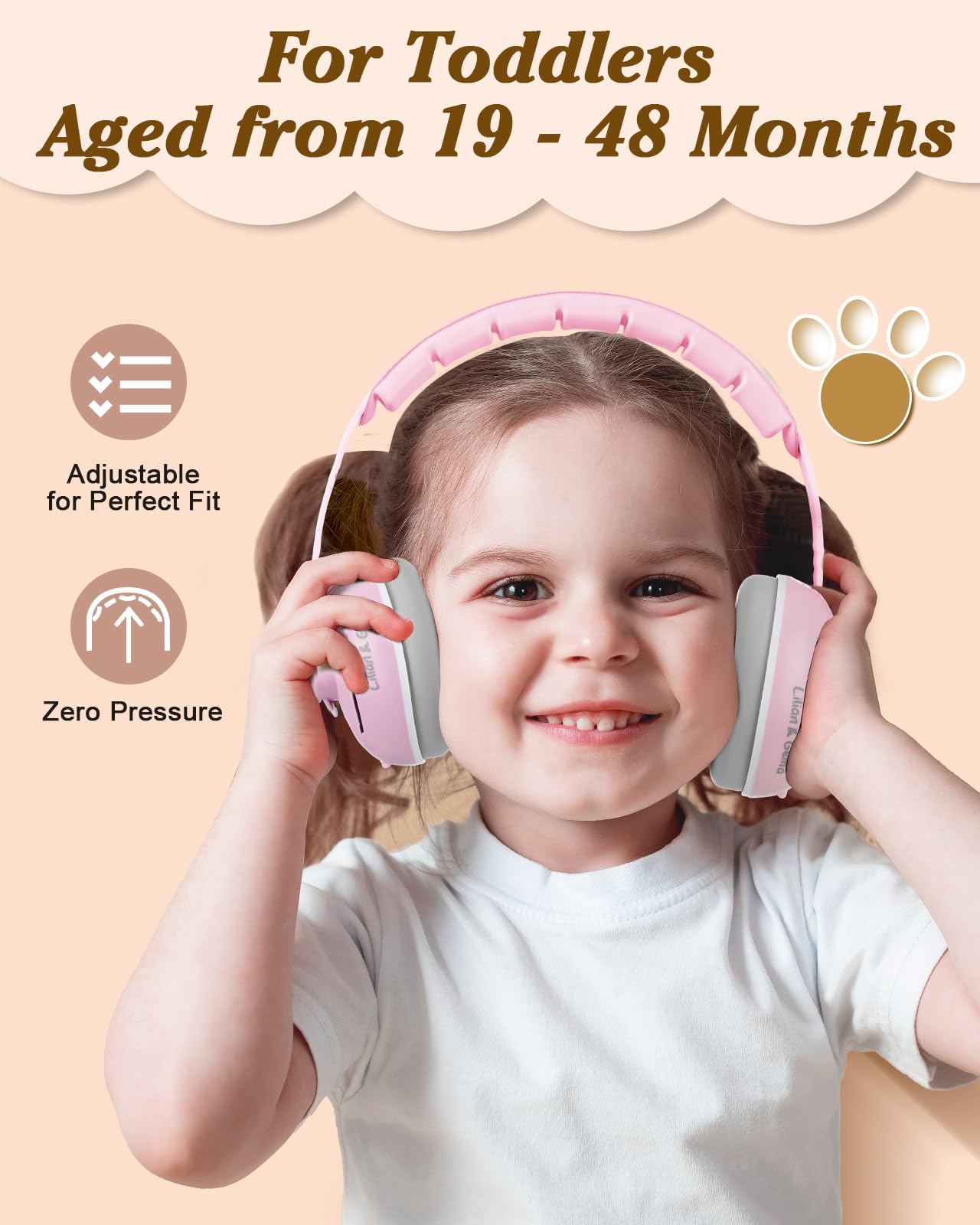 Lilian&Gema 2-In-1 Baby Ear Muffs, Adjustable Headphones With Band, Owls Noise Cancelling Headphones For Toddler Up To 4 Years,