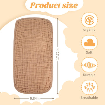 Migiol Baby Burp Cloth 100% Cotton Newborn Cotton Muslin Burp Cloth 10X20 Inches (White & Coffee 6 Pieces)