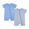 Teach Leanbh Baby Boys Or Girls 2 Pack Pajamas Cotton Short Sleeve Zipper Romper Jumpsuits Sleep And Play 3-24 Months (Blue, 6-1