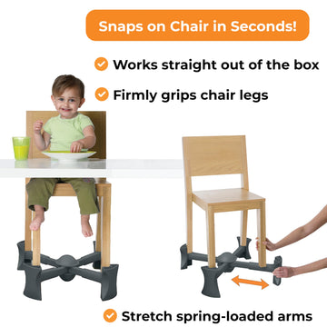 Kaboost Booster Seat For Kitchen Chair, Charcoal - Goes Under The Chair - Portable Chair Booster For Toddlers And Grown Ups