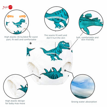 Joyo Roy 6Pcs Potty Training Underwear Boys Soft Cotton Toilet Training Pants Great Aabsorption Leakproof Baby Toddler Boy Under