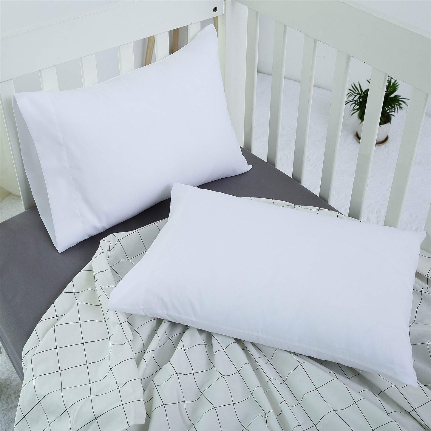 Casaja 2 Pack White Soft Toddler Pillowcases, 14'X20', Fits Toddler Travel Baby Pillow Sized 12'X16' 13'X18' 14'X19', Ki