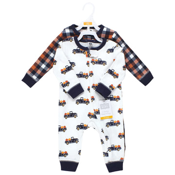 Hudson Baby Unisex Baby Cotton Sleep And Play, Pumpkin Truck, 0-3 Months