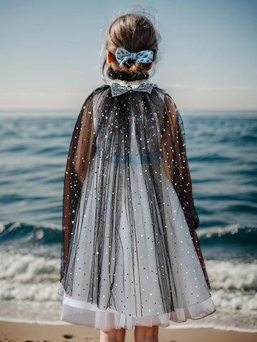 Fkkfyy Big Girl Cape Cloak Dresses Coat Matching Princess Wedding Birthday Party Halloween Star Sequins Cape Summer Cloaks Costu