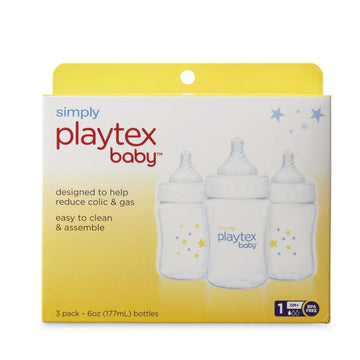 Playtex Baby Simply Playtex Complete Tummy Comfort Baby Bottles, Anti-Colic & Anti-Reflux, 6 Oz, 3 Count