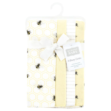 Hudson Baby Unisex Baby Cotton Flannel Burp Cloths, Honey Bee, One Size