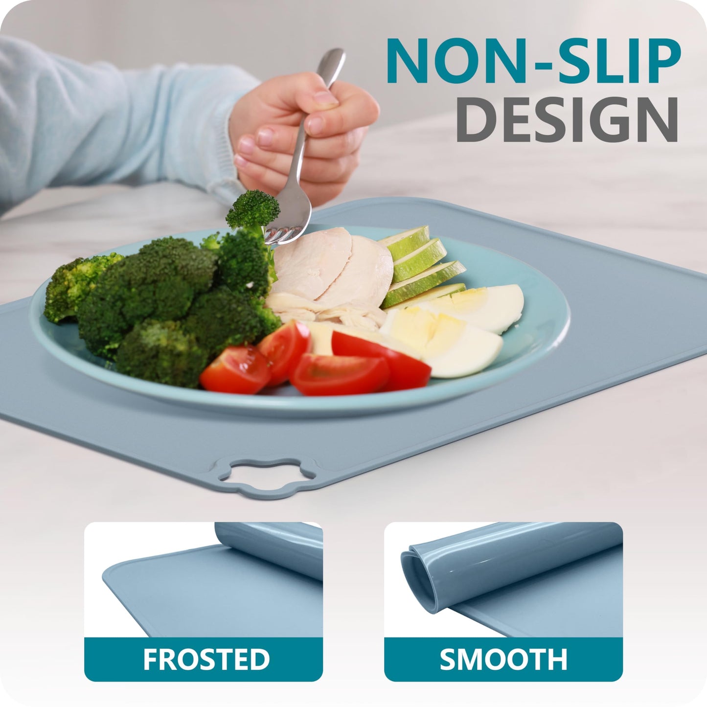 Cutebe Silicone Placemat For Toddles Kids Non-Slip Reusable Portable Kids Placemats For Dinning Table Heat Resistant Placemats,