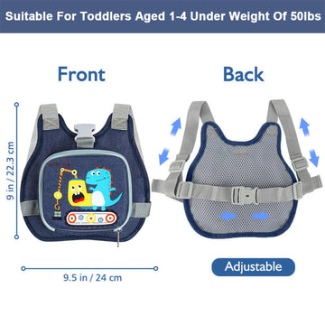 Accmor Toddler Harness Leash+ Reflective Anti Lost Wrist Link, Cute Dinosaur Kids Harness With Leash, Collapsible Child Leash Ba