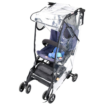Stroller Rain Cover, Universal Black Clear Baby Travel Weather Shield For Outdoor Protection, Plastic Rain Stroller Cover For Wi