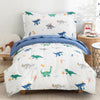 Djy Cotton Toddler Bedding Set, Blue Dinosaur Toddler Comforter Set For Boys Girls, 4 Pieces Soft Toddler Bed Set Includes Quilt