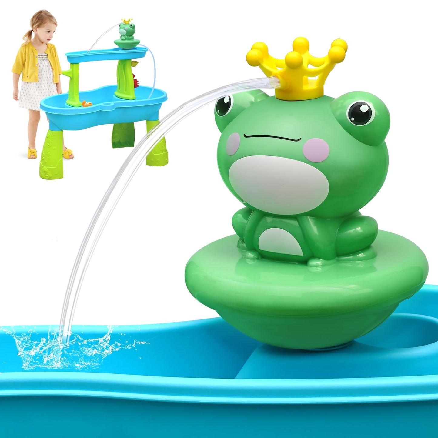 weirtoya Water Table Pump for Toddlers, Battery Powered Water Pump for Water Table Cordless Work Splash Toys Kids Water Table To
