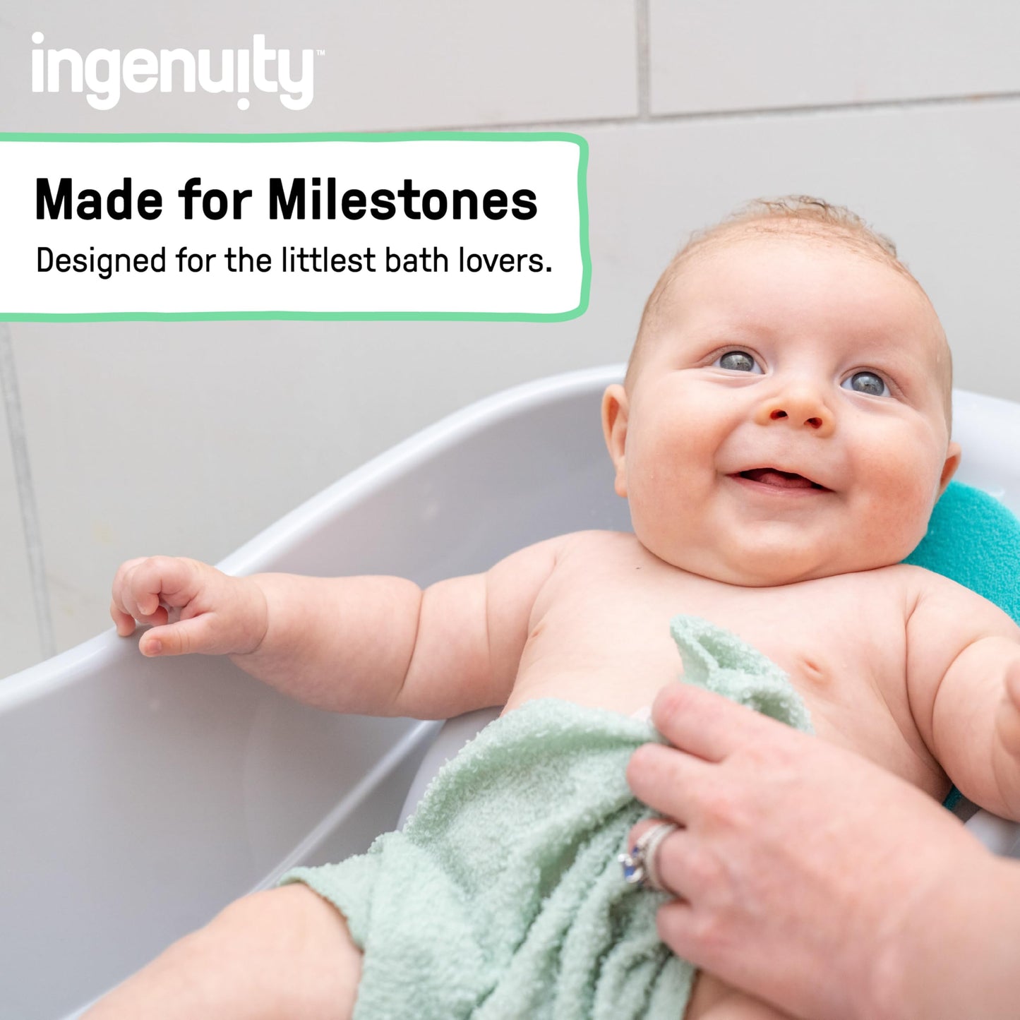 Ingenuity Sylvi Full Comfort 3-in-1 Grow with Me Baby Tub, Newborn to Toddler Baby Bath Tub, Supportive Sling, Includes Sylvie W