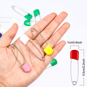 50 Pieces Diaper Pins Safety 2.2 Inch Plastic Head Cloth Diaper Nappy Pins with Locking Closures Stainless Steel with Velvet Bag