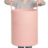 CLHMILY&Z Laundry Hamper Round Storage Rope Basket in Living Room, Bedroom, Laundry Room for Toy, Clothes, Blanket, Pillow (Pink