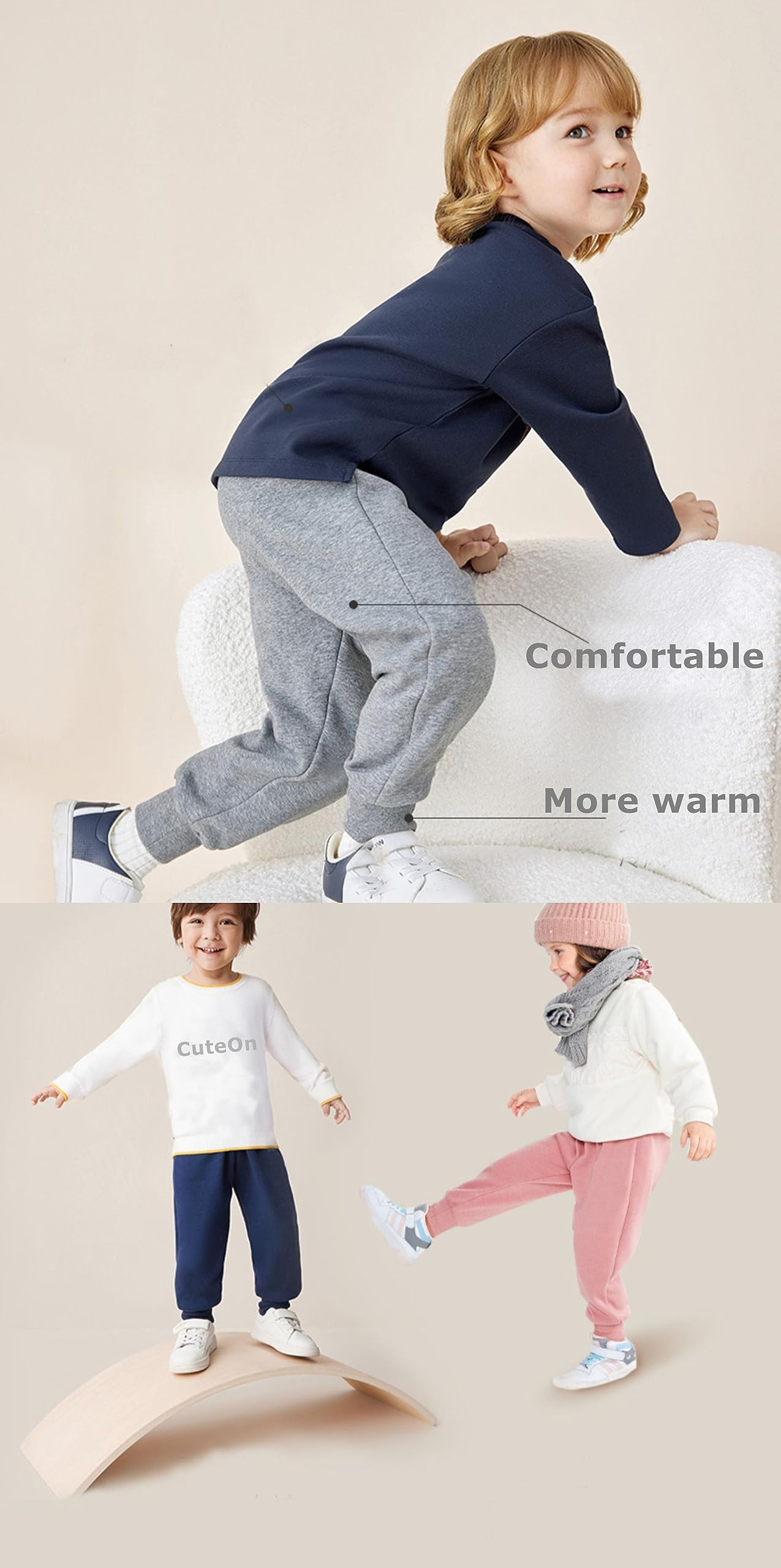 CuteOn Unisex Toddler Jogger Pants Kids Cotton Elastic Waist Winter Baby Sweatpants Pants 2Years Orange