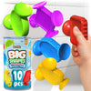 BUNMO Big Shapes Textured Suction Bath Toys for Toddlers 1-3 (10 Pack), Extra Large Silicone Bathtub Toys, BPA-Free Suction Cup