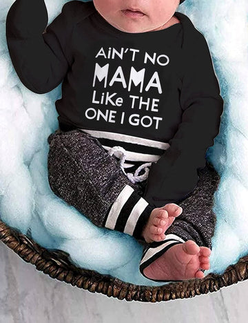 Newborn Baby Boy Clothes Fall Winter Outfits Ain'T No Mama Long Sleeve Shirts Romper + Little Man Pants Baby Clothes Boy