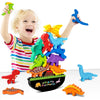 FFTROC Montessori Dinosaur Toys for 2 3 4 Year Old Boys - Wooden Stacking Dinosaur Toys for Kids 2-4 3-5, Toddler Balancing Bloc
