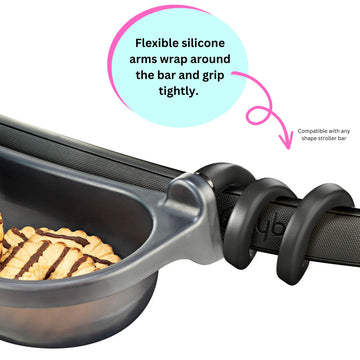 Universal Stroller Snack Tray | Stroller Cup Holder | Silicone Flexible Arms Grip Stroller Bar Stays In Place | Stroller Tray At