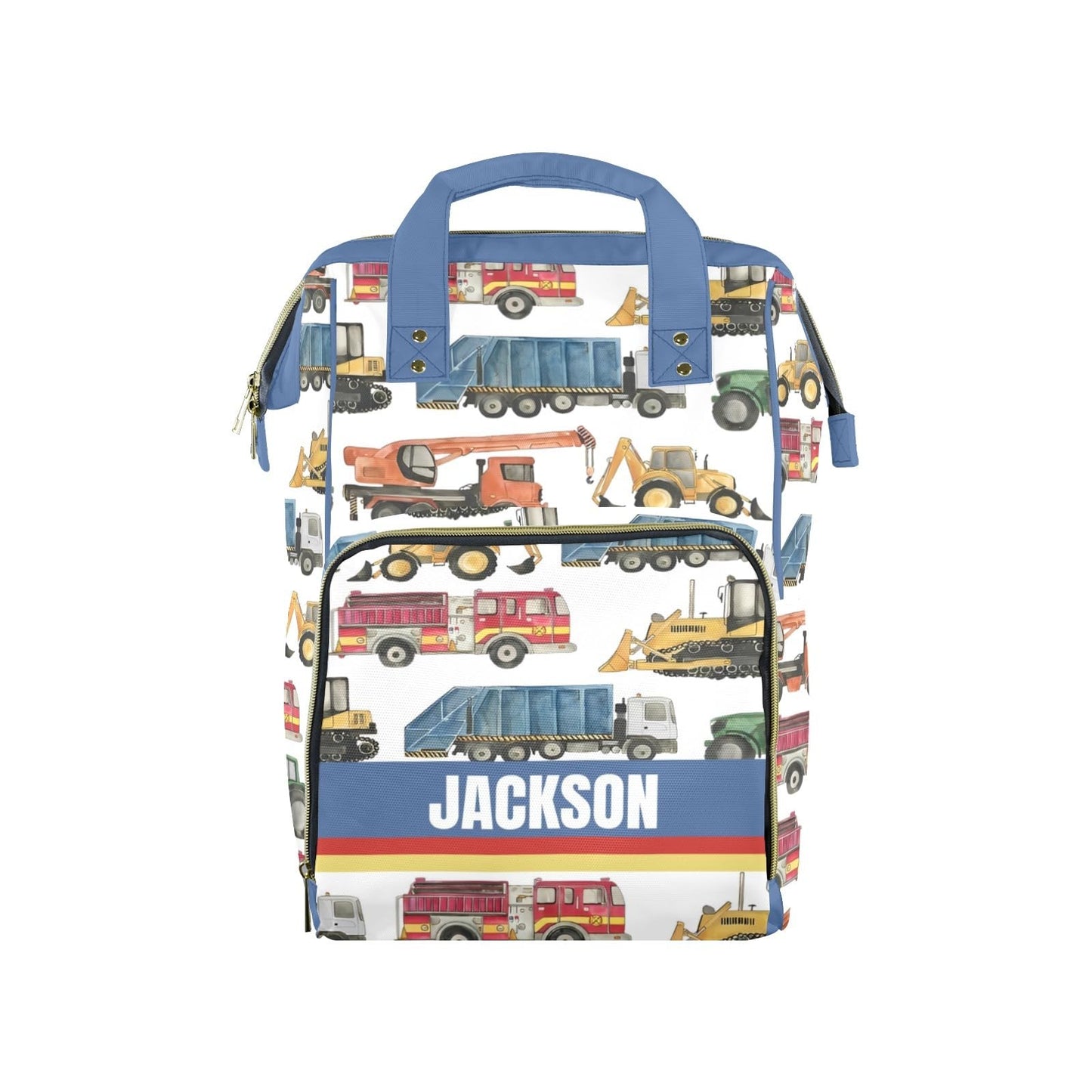 Noverbibi Custom Diaper Bag for Baby Customized Construction Vehicle Baby Bag Personalized Nursing Bags with Name Custom Name Mo