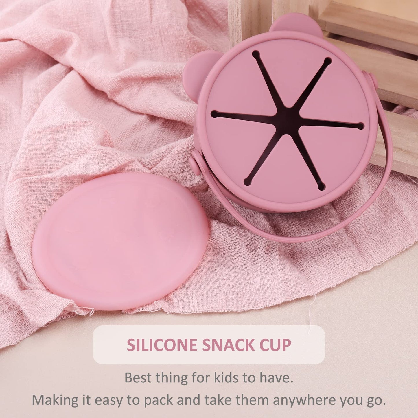 Dilovely Snack Cups For Toddlers, Baby Snack Containers, Silicone Toddler Snack Cups No Spill, Food Catcher With Lid & Bucket-Li