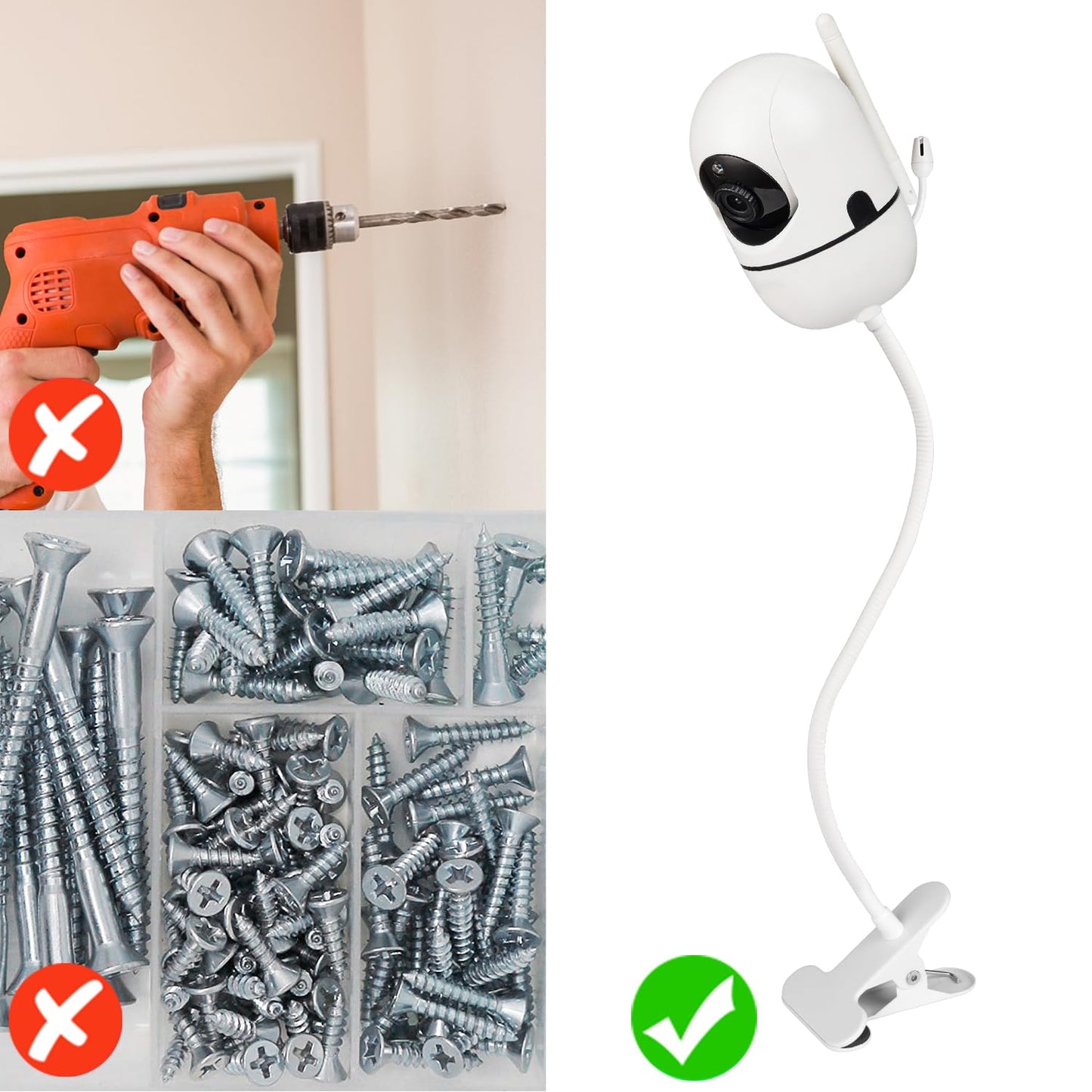 Flexible Baby Monitor Mount Compatible With Hellobaby Hb65/Hb40/Hb6550/Hb66/Hb6339/Hb6550 Pro, Anmeate Sm935E, Baby Camera Mount