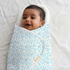 Tidy Sleep Baby Swaddle Wrappper Adjustable For Newborn || 100% Cotton Soft || Newborn Blanket For 03 Months (Blue Leaf)