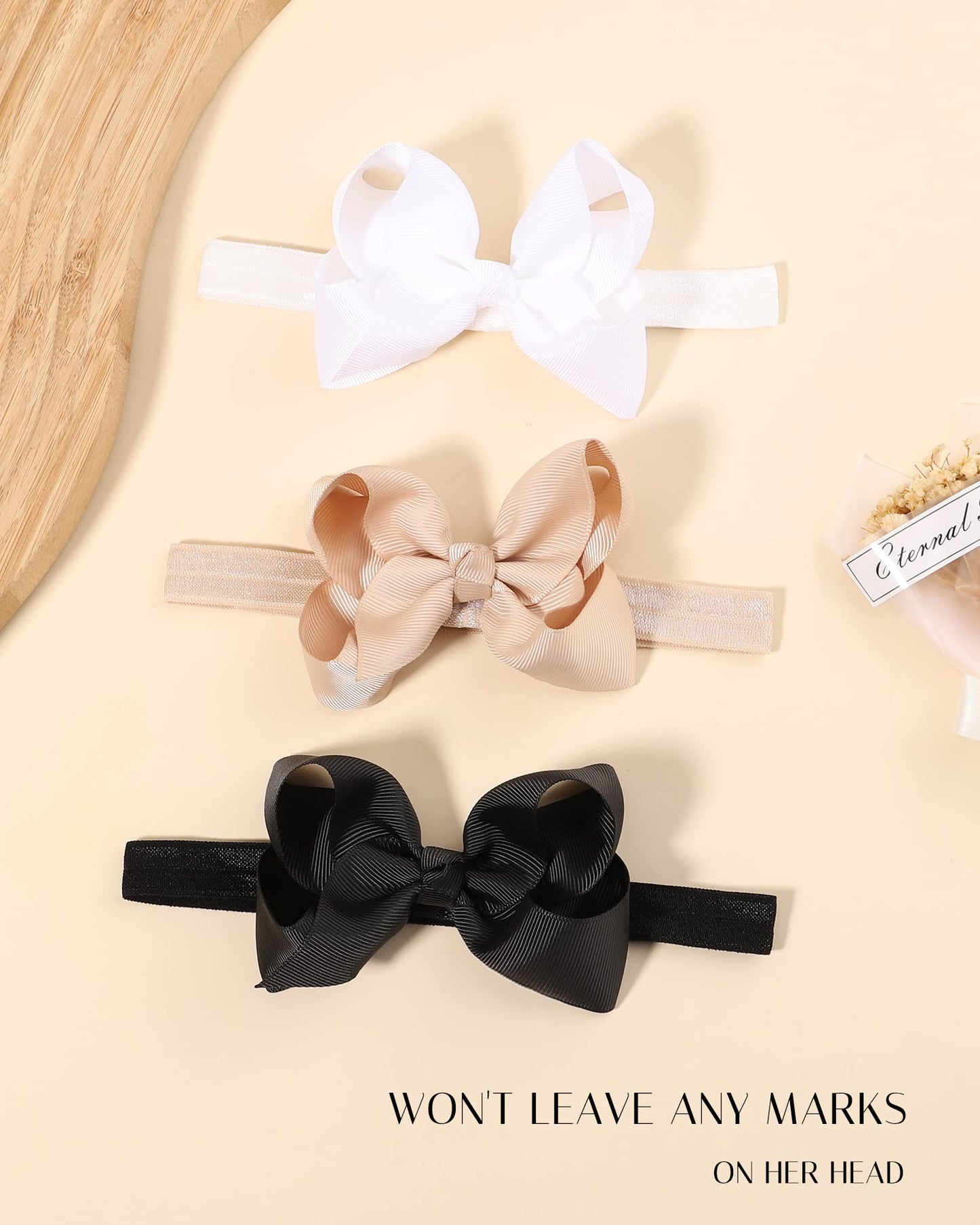 Jollybows 3 Pcs Hairband 4' Baby Girls Headbands Boutique Grosgrain Ribbon Hair Bows For Infants, Toddlers, Kids - Black White K
