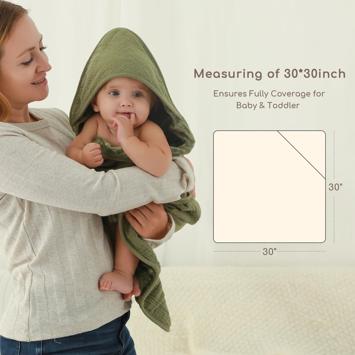 Yukkidds Baby Bath Towels For Newborn 100% Muslin Cotton And Minky Dot Fabric Neutral Hooded Baby Towels Set 2 Pack For Boys Gir