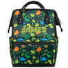 SPYORBKX Customized Diaper-Backpack for Baby-Boys Nappy-Backpack with Baby Name 11x7x15.7 inches Dark Green Dinosaur Mommy-Bag
