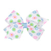 Wee Ones Girls' Easter Print Grosgrain Hair Bow On Wee Stay No-Slip Clip, Handmade, Medium, Spring Flower Print