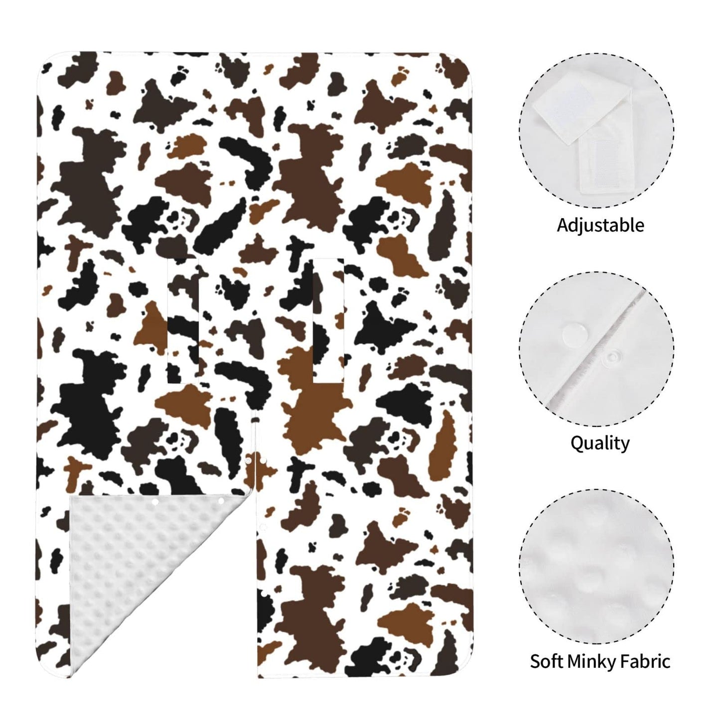 Brown Black Cow Skin Baby Car Seat Canopy Cover Multi Use Nursing Cover For Newborn Car Seat Canopy Mom Nursing Breastfeeding Co