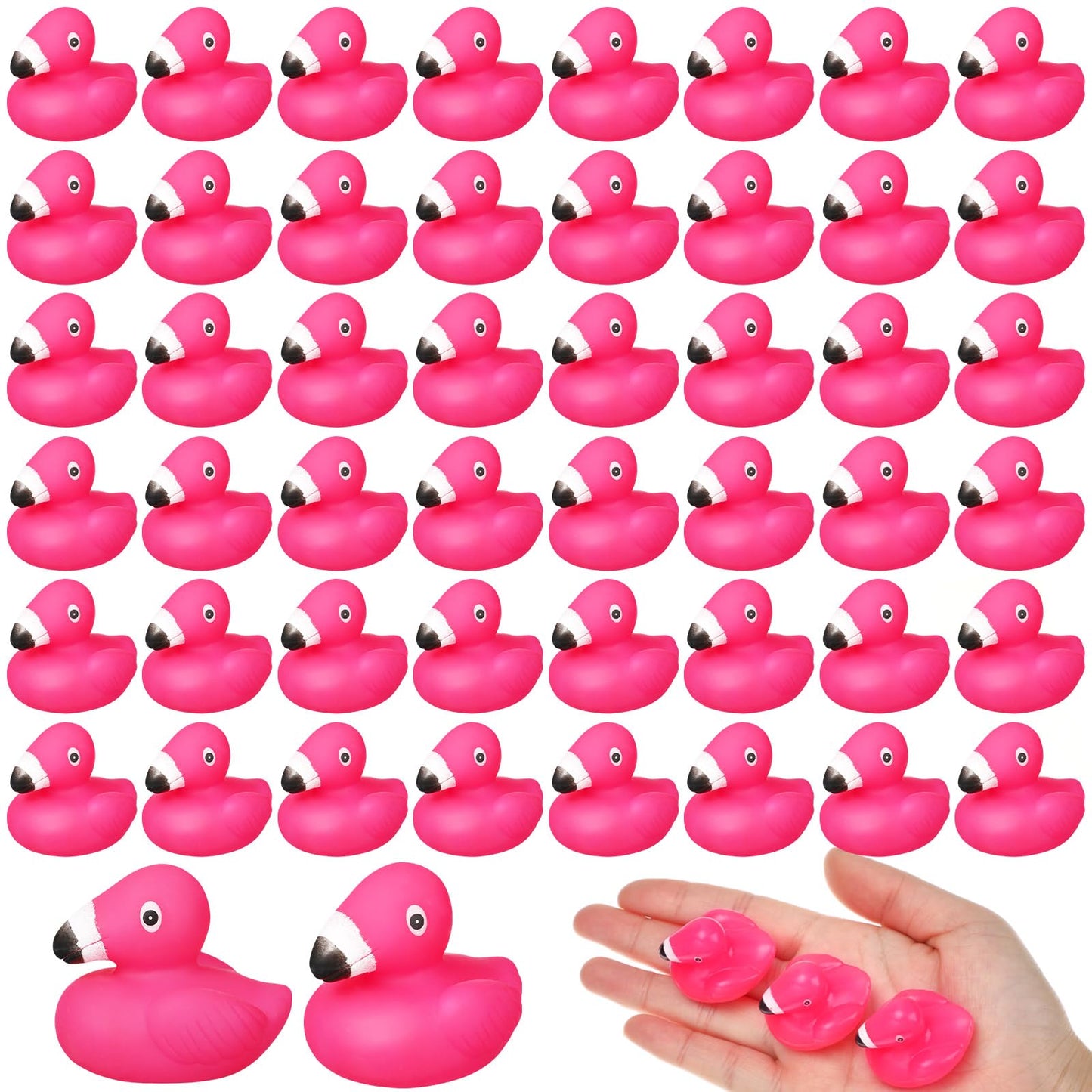 Vertintong 50 Pcs Mini Flamingo Rubber Duck Bulk Pink Flamingos Bath Toys Floating Squeaky Toy Cute Rubber Duckies for Baby Show