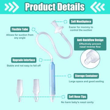 Nasal Aspirator For Baby, Nasal Congestion Relief Nose Cleaner With 2 Silicone Tips Nose Cleaning Tweezer For Babies Infants And