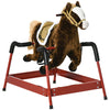 Qaba Kids Spring Rocking Horse, Ride on Horse for Girls and Boys with Animal Sounds, Plush Horse Ride-on with Soft Feel, Interac