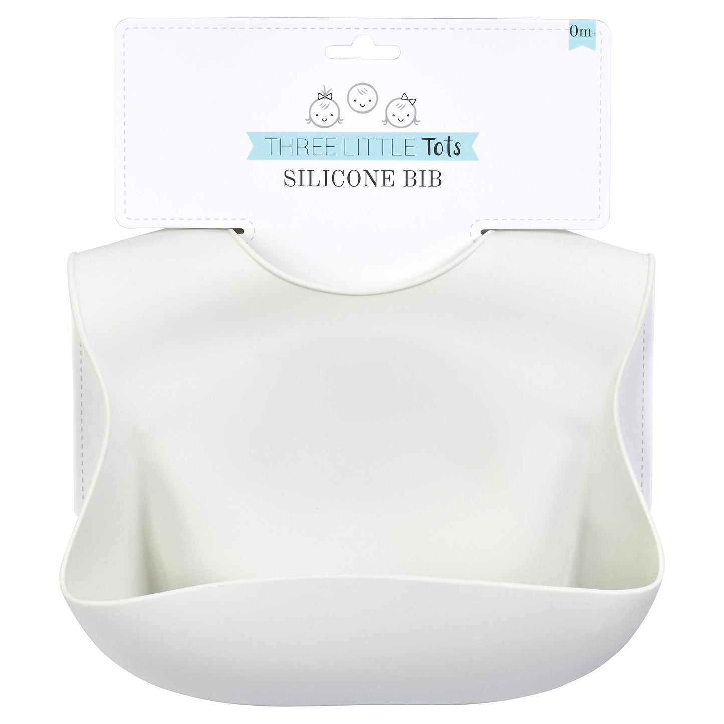 Three Little Tots Modern Silicone Baby Bib - Adjustable Fit Waterproof Catch Bibs ((Cloud)